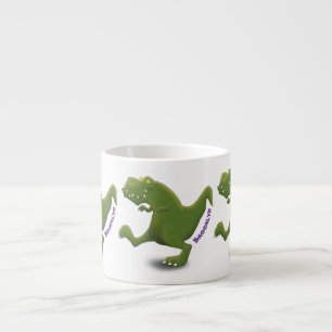 Xícara De Espresso Engraçado humor de desenho animado de T rex dinoss