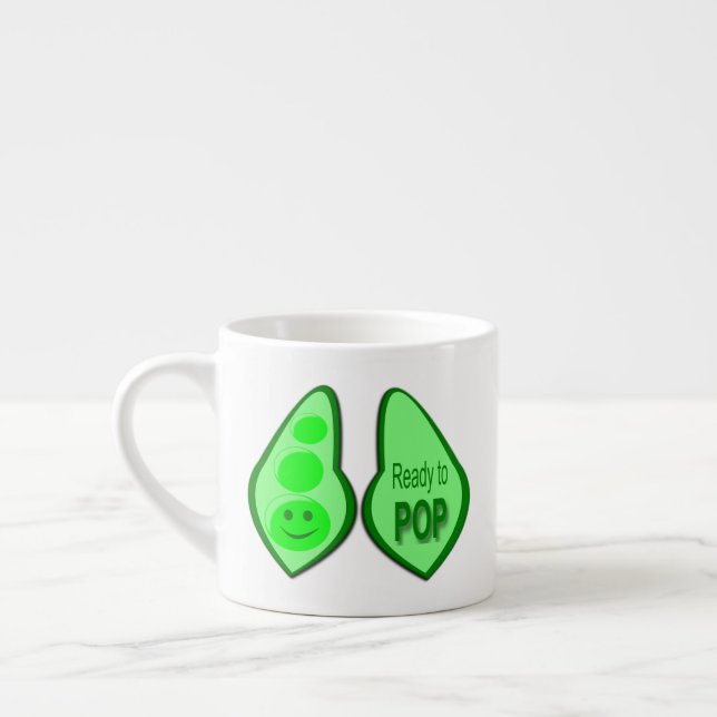 Xícara De Espresso Ervilha Verde Grávida Pronta para Estourar (Esquerda)