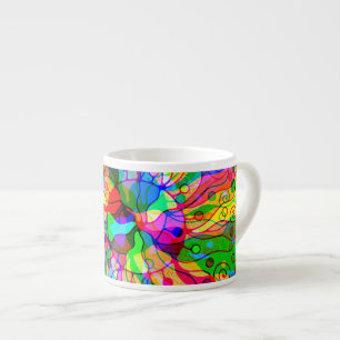 Xícara De Espresso Esboço de arte fantasiosa - Abstrato Neon Shift 1