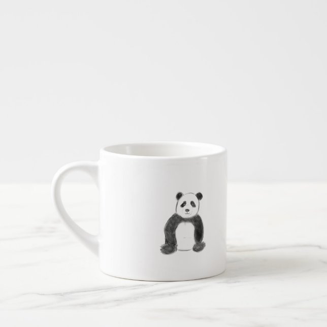 Xícara De Espresso Esboço preto e branco do panda (Esquerda)