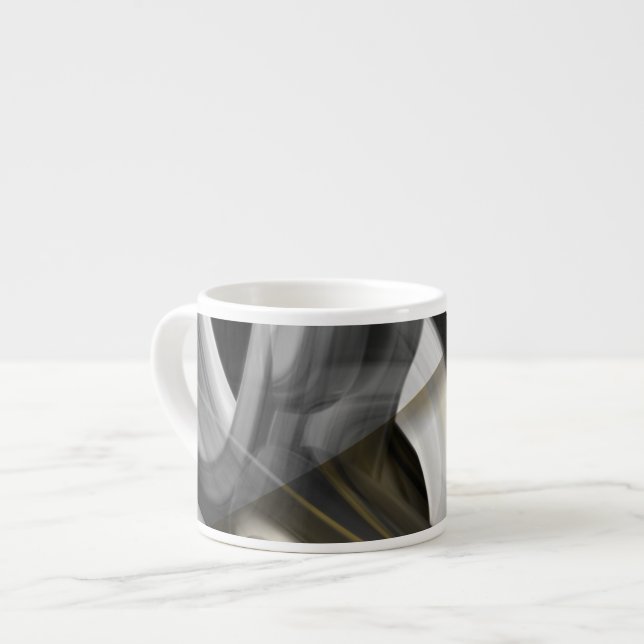 Xícara De Espresso Espresso Mug Abstrato Art Black White Dourado (Frente Esquerda)