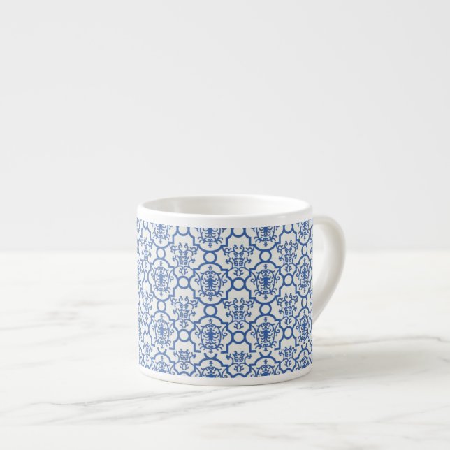 Xícara De Espresso Espresso Mug Blue Damask (Frente Esquerda)