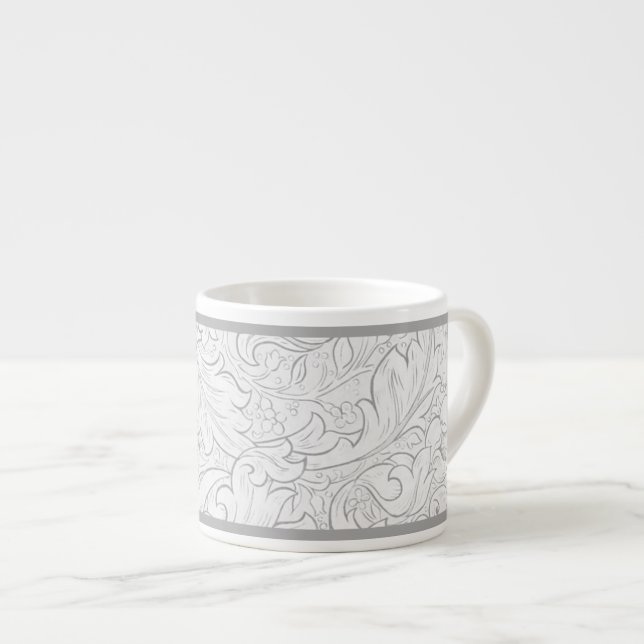 XÍCARA DE ESPRESSO ESPRESSO MUG : WILLIAM MORRIS : FLORAL BRANCO (Frente Esquerda)