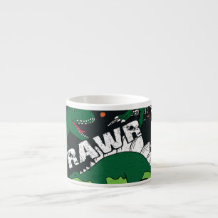 Xícara De Espresso Esqueleto de dinossauro, padrão perfeito.