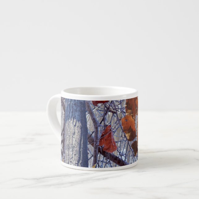 Xícara De Espresso Estilo da Camuflagem de Inverno da Primeira Neve (Frente Esquerda)