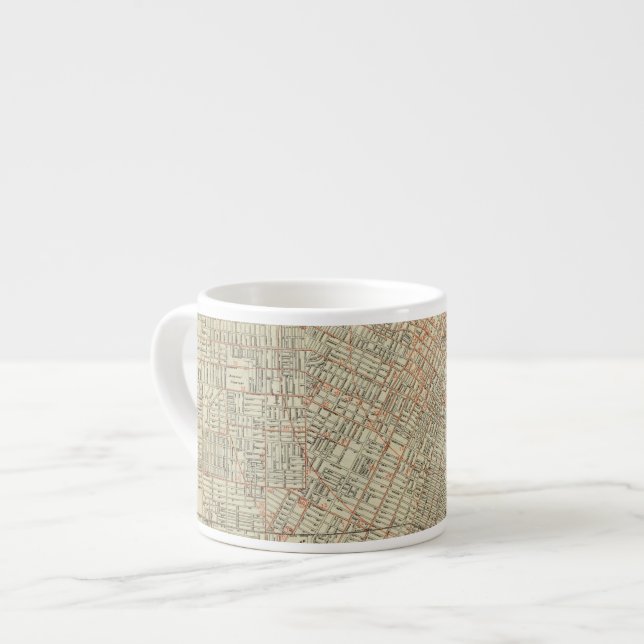 Xícara De Espresso Estradas de ferro do mapa e de rua da segurança em (Frente Esquerda)