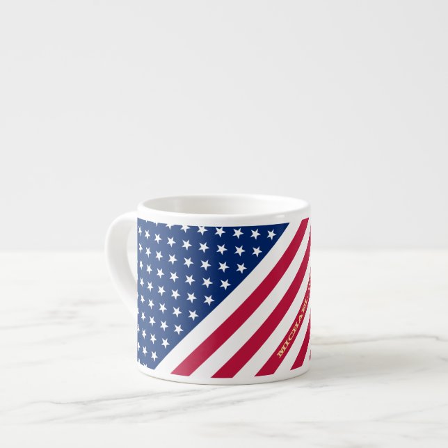 Xícara De Espresso Estrelas de Sinalizador Americanas Stripes Persona (Frente Esquerda)