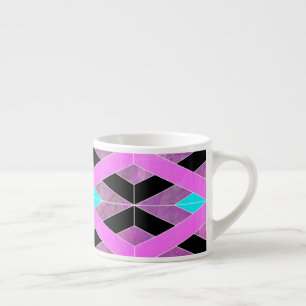 Xícara De Espresso Estrias Geométricas de Pia Rosa Púrpura e Aqua