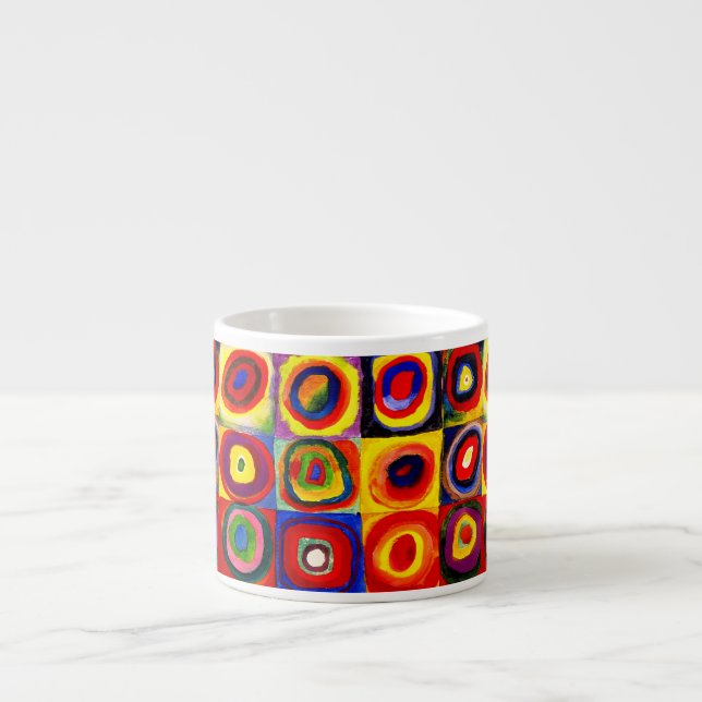 Xícara De Espresso Estudo de cor de Kandinsky Quadrados Círculos Arte (Frente)