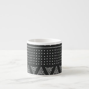 Xícara De Espresso Etnia tribal: padrão branco negro.