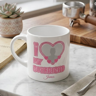 Xícara De Espresso Eu Amo Meu Namorado Personalizado – Adicionar Foto