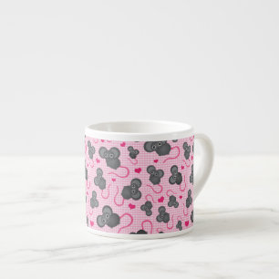 Xícara De Espresso Eu amo meu teste padrão do rato no rosa