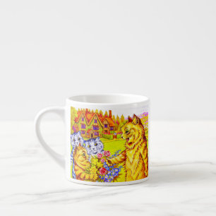 Xícara De Espresso Família Cat no Jardim