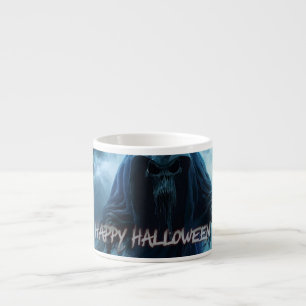 Xícara De Espresso Fantasma preto em uma paisagem infernal - Hallowee