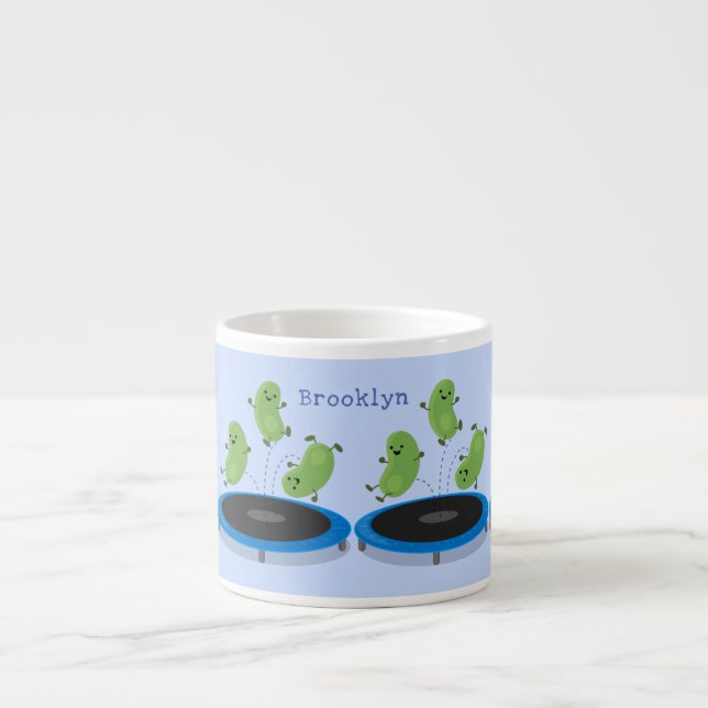 Xícara De Espresso Feijão verde-grão-branco em cartoon trampoline (Frente)