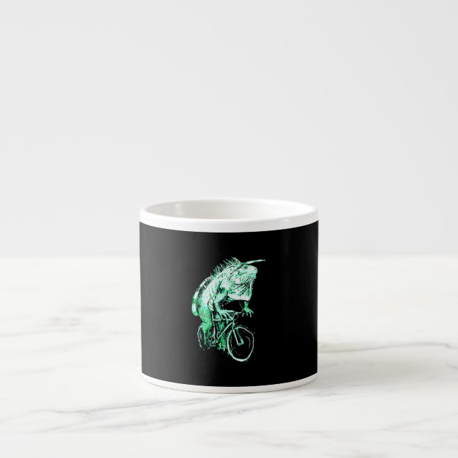 Xícara De Espresso Felicidade de Iguana com bicicleta (Frente)