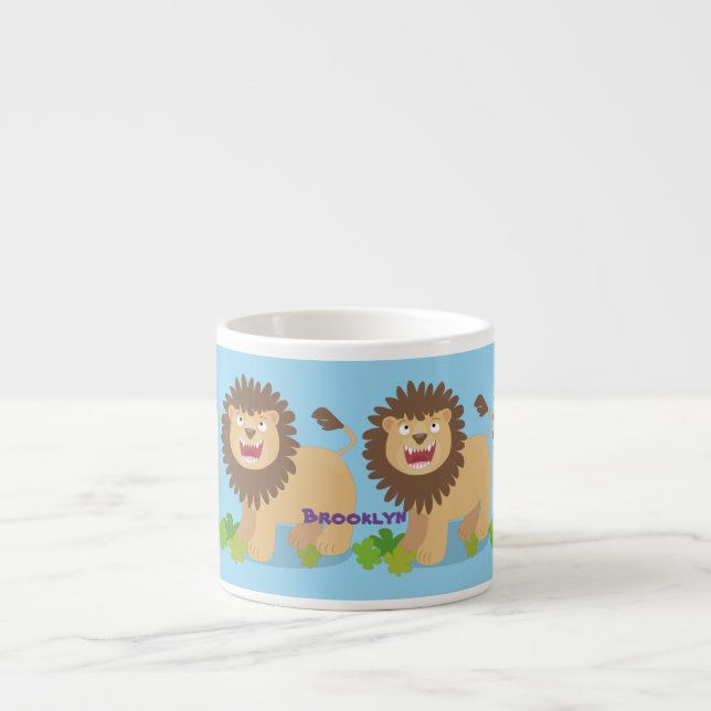 Xícara De Espresso Feliz desenho animado de leão (Frente)