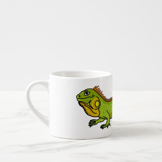 Xícara De Espresso Feliz desenho da iguana verde (Esquerda)