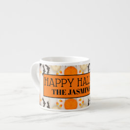 Xícara De Espresso Feliz Dia das Bruxas Abóbora Laranja
