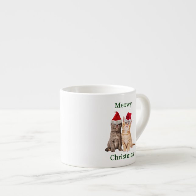 Xícara De Espresso Feliz Natal Gatinho Espresso Mug (Frente Esquerda)