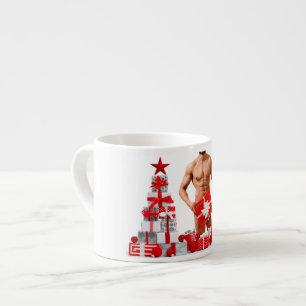 Xícara De Espresso Feliz Natal SlipperyJoe prata branca