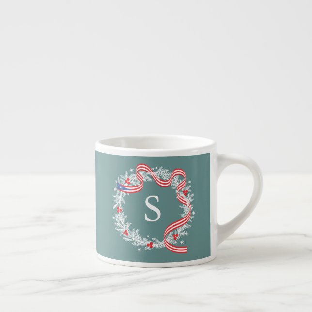 Xícara De Espresso Feliz Navidad Wreath Coquito Mug (Direita)
