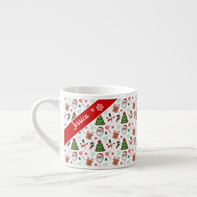 Xícara De Espresso Festive Christmas Mug – Santa & Reindeer  (Esquerda)