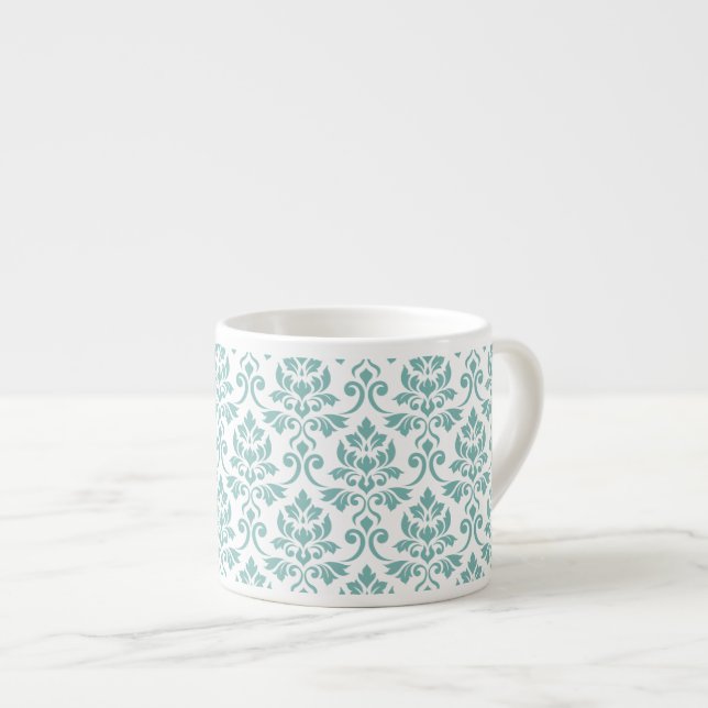 Xícara De Espresso Feuille Damask Teal Pattern (Frente Esquerda)