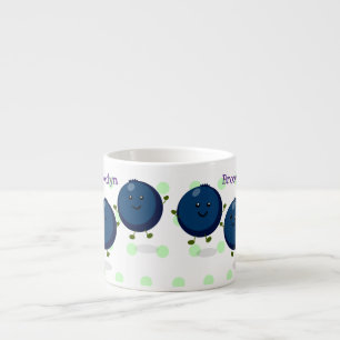 Xícara De Espresso Figura de desenho animado roxo de mirtilos felizes