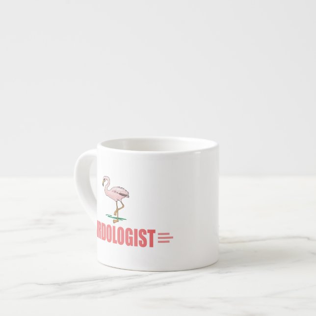 Xícara De Espresso Flamingo Engraçado de Observação de Aves (Frente Esquerda)