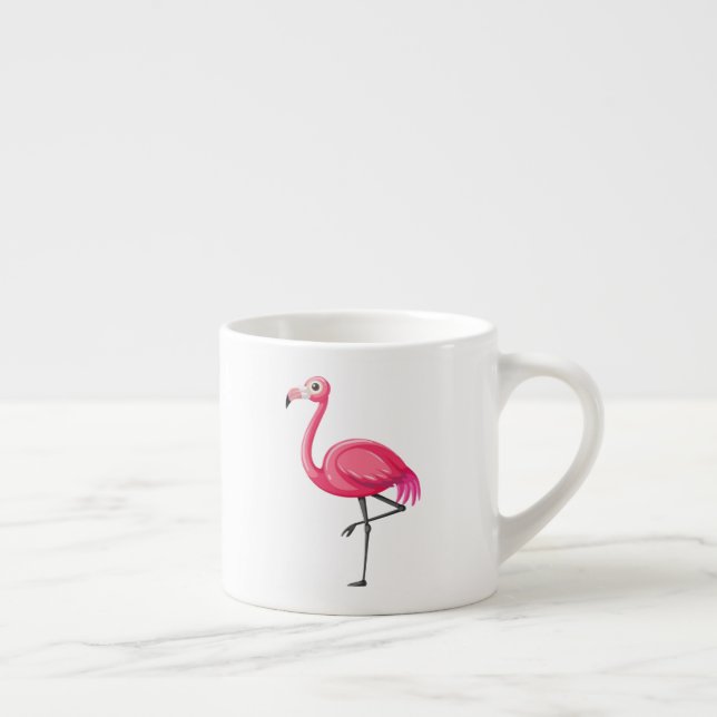 Xícara De Espresso Flamingo Rosa em Estilo Cartoon (Direita)