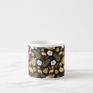 Xícara De Espresso Flamingo seamless pattern yellow and white flowers