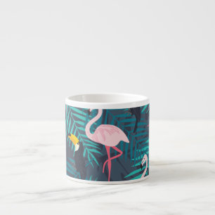 Xícara De Espresso Flamingo, tucano: padrão das folhas tropicais
