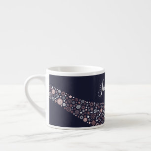 Xícara De Espresso Floco de neve cor-de-rosa com nome personalizado s