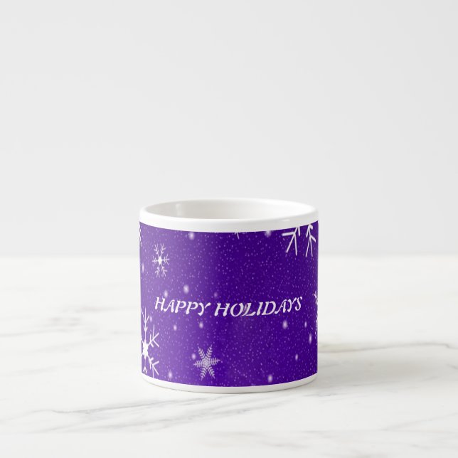Xícara De Espresso Flocos de neve brancos Backgrd Espresso Mug Azul-R (Frente)