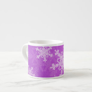 Xícara De Espresso Flocos de neve brancos roxos Natal minimalista
