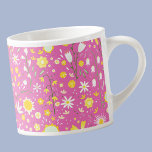 Xícara De Espresso Flor Botânico Rosa Moderno Flor Floral<br><div class="desc">Espalhamento moderno de flores silvestres botânicas,  amarelas,  verdes e brancas,  espalhadas em fundo rosa quente para uma sensação de verão fresca e brisa.</div>