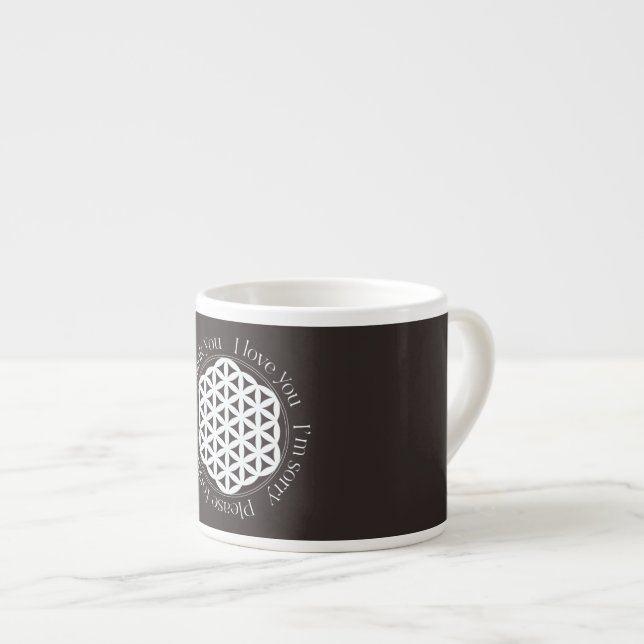 Xícara De Espresso Flor da Vida Ho'oponopono Specialty Mug (Frente Esquerda)
