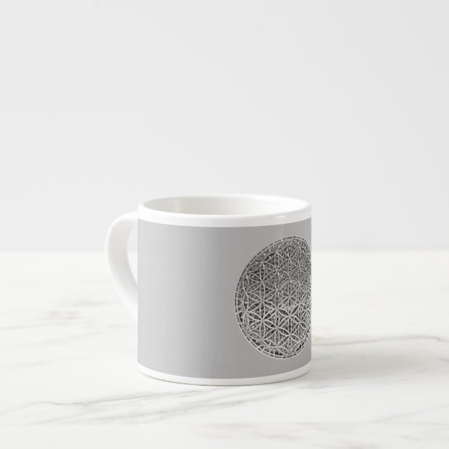 Xícara De Espresso FLOR DA VIDA - Prata Medal (Frente Esquerda)