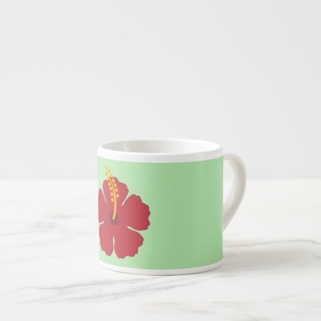 Xícara De Espresso Flor de Hibiscus Vermelho de Cartoon Simples (Frente Esquerda)