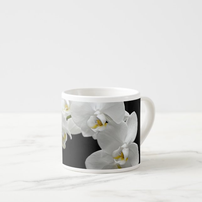 Xícara De Espresso Flor de Orquídea Branca (Frente Esquerda)