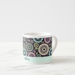 Xícara De Espresso Flor rosa-rosa-macio Vintage Nome Floral