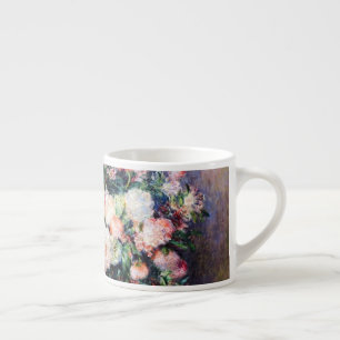 Xícara De Espresso Floral Padrões Flores Folhagem Branca Rosa Vermelh
