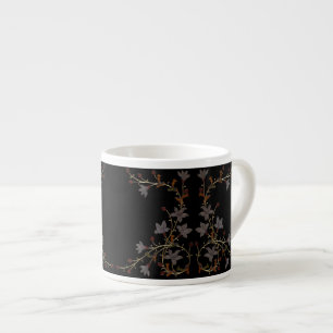 Xícara De Espresso Flores Art Déco em Preto