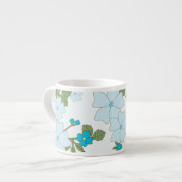 Xícara De Espresso Flores Azuis, Padrão Floral, Padrão De Flores