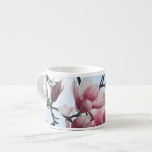 Xícara De Espresso Flores brancas do rosa da árvore de tulipa da