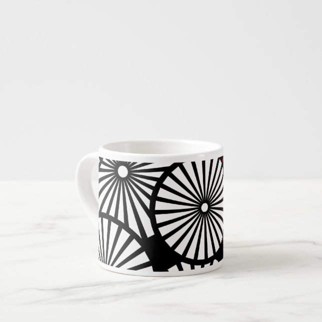 Xícara De Espresso Flores brancas-pretas Espresso Mug (Frente Esquerda)