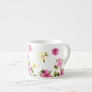 Xícara De Espresso Flores Coloridas Adoráveis e Floridas de Menina