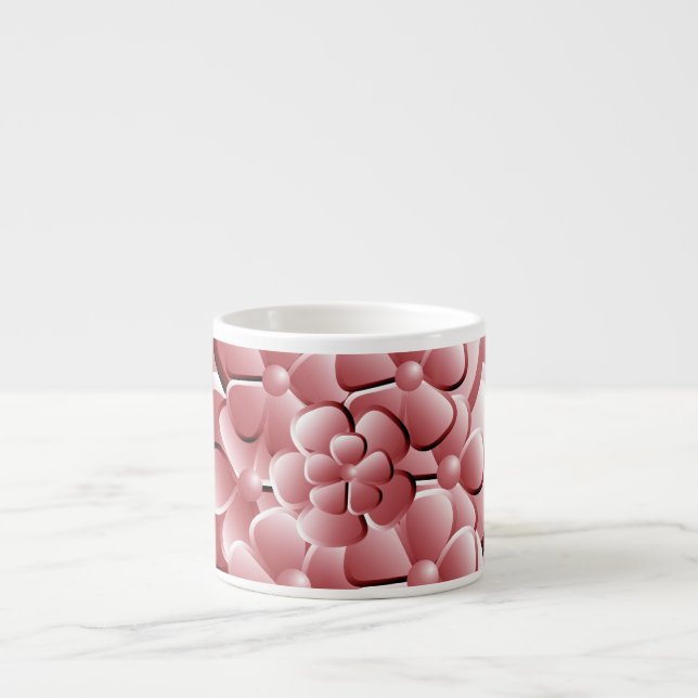 Xícara De Espresso Flores Cromadas - Xícara Espresso Rubescente (Frente)