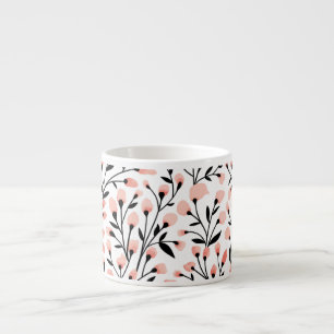Xícara De Espresso Flores De Rabo: Coral Floral Sem Costura.